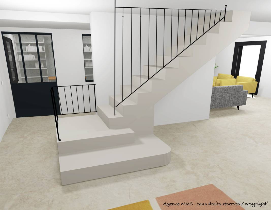 architecte d' intérieur pour rénover et décorer une villa sur region d' Aix-En-Provence escalier béton cité sur mesure
